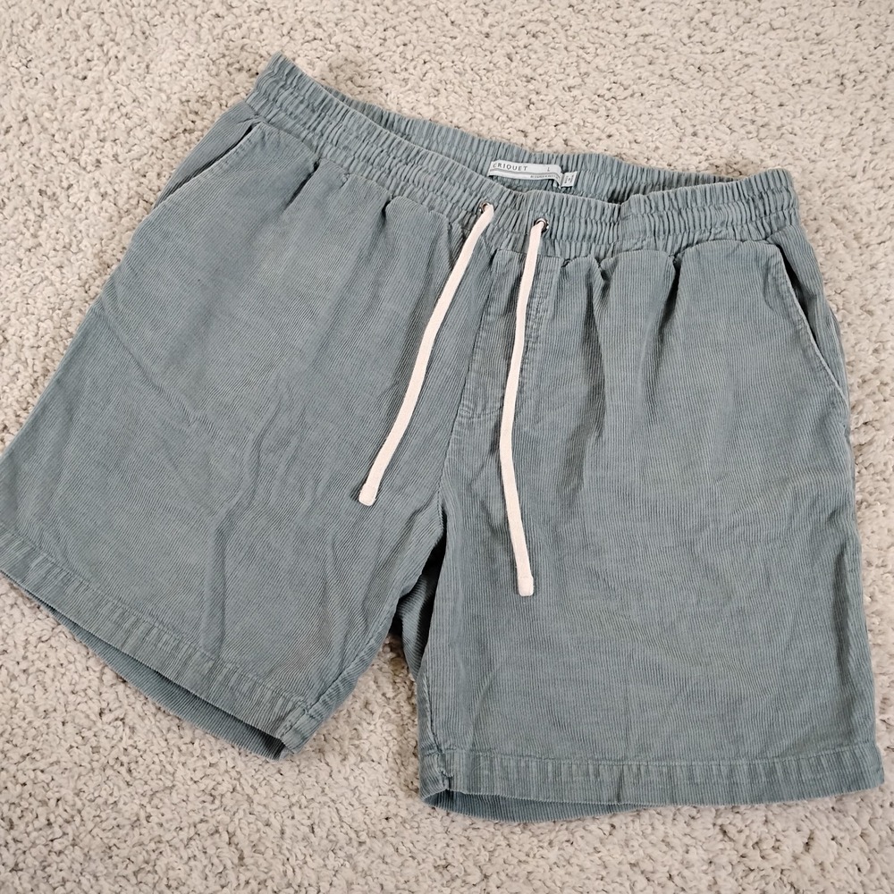 Criquet Shorts Men L Corduroy Sea Spray Green Elastic Stretch Drawstring Cruiser